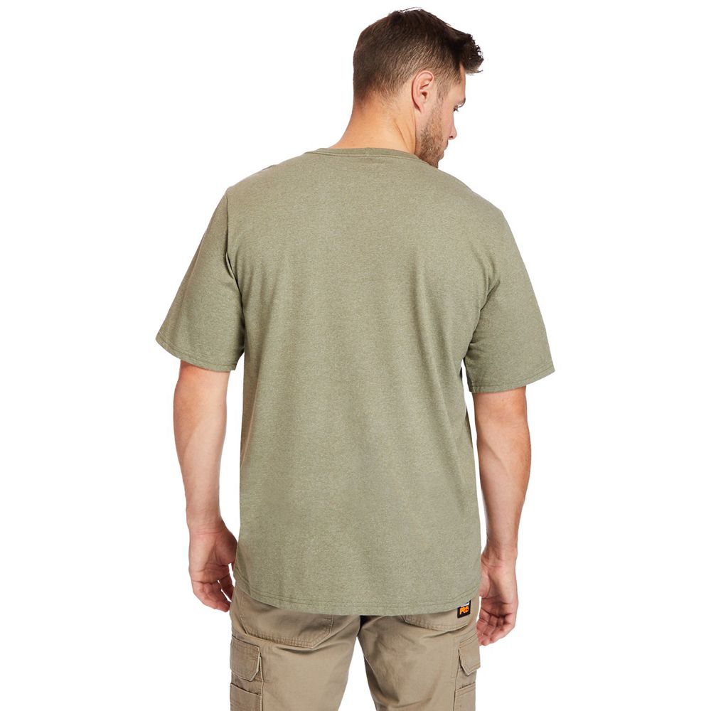 Camisetas Timberland Argentina Hombre - Pro® Big & Tall Base Plate Short-Sleeve - Verde Oliva - ZNUF